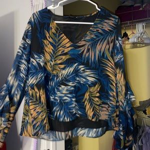Olivaceous Flora Long Sleeve Blouse